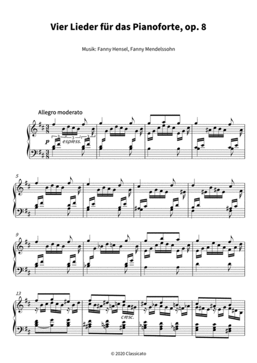 Vier Lieder fur das Pianoforte, op. 8 image number null