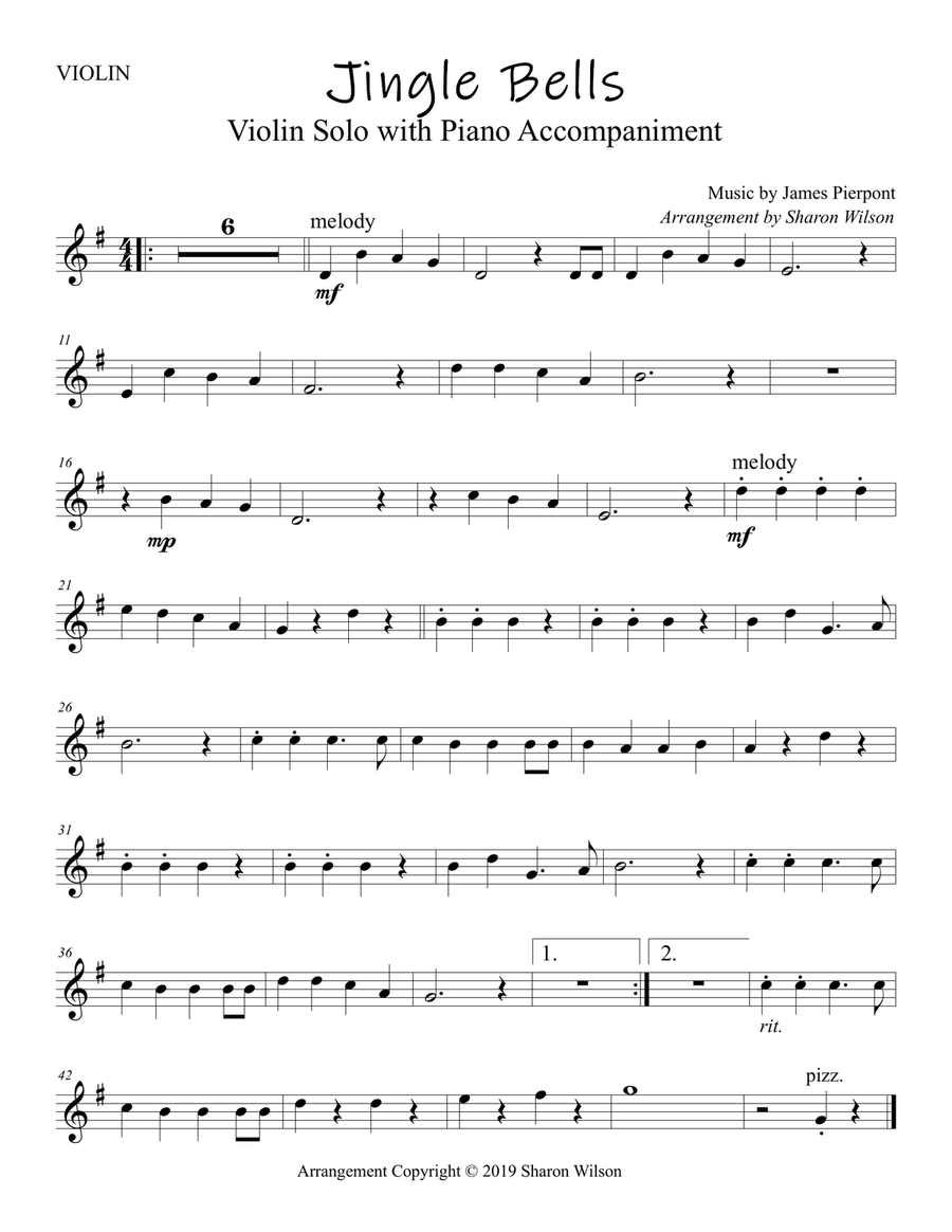 Jingle Bells (Easy Violin Solo with Piano Accompaniment) Violin Solo scores gallery preview page 2