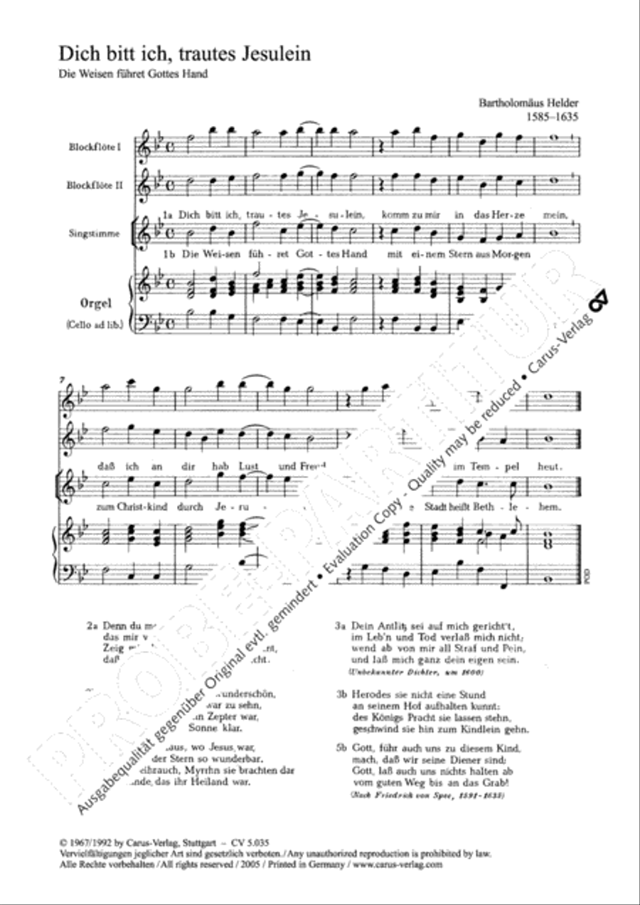 Dich bitt ich, Jesu, Herre mein Recorder scores gallery preview page 2