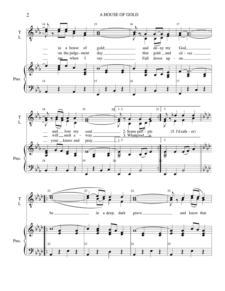 House Of Gold House Of Gold Easy Piano scores gallery preview page 2
