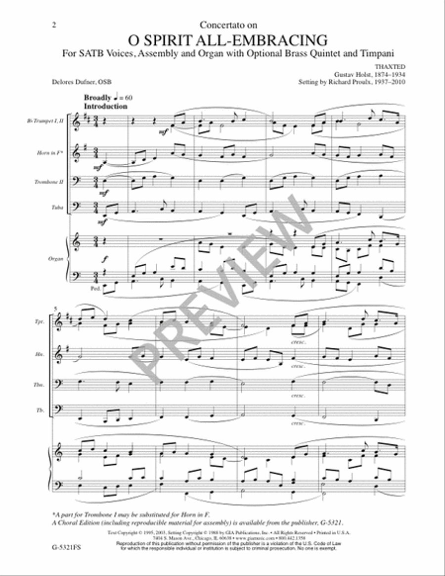 O Spirit All-Embracing - Full Score and Parts Horn scores gallery preview page 3