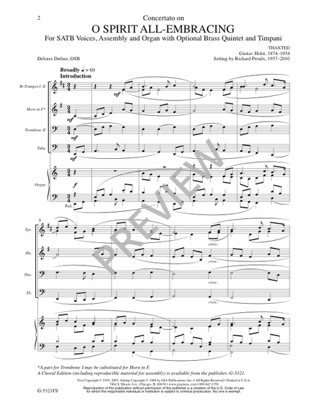 O Spirit All-Embracing - Full Score and Parts