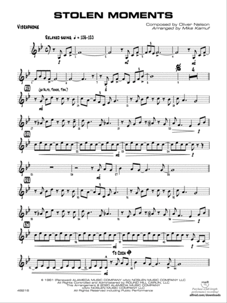Stolen Moments: Vibraphone Jazz Ensemble scores gallery preview page 1