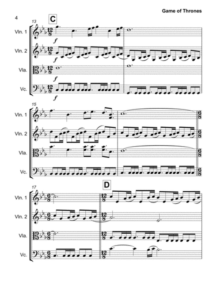 Theme from "Game Of Thrones" for String Quartet