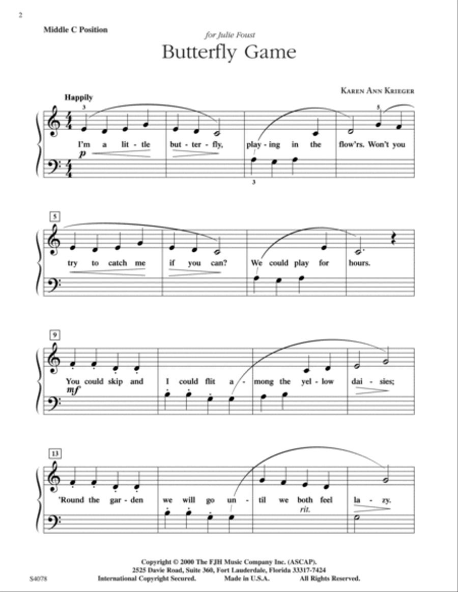 Butterfly Game Easy Piano scores gallery preview page 2