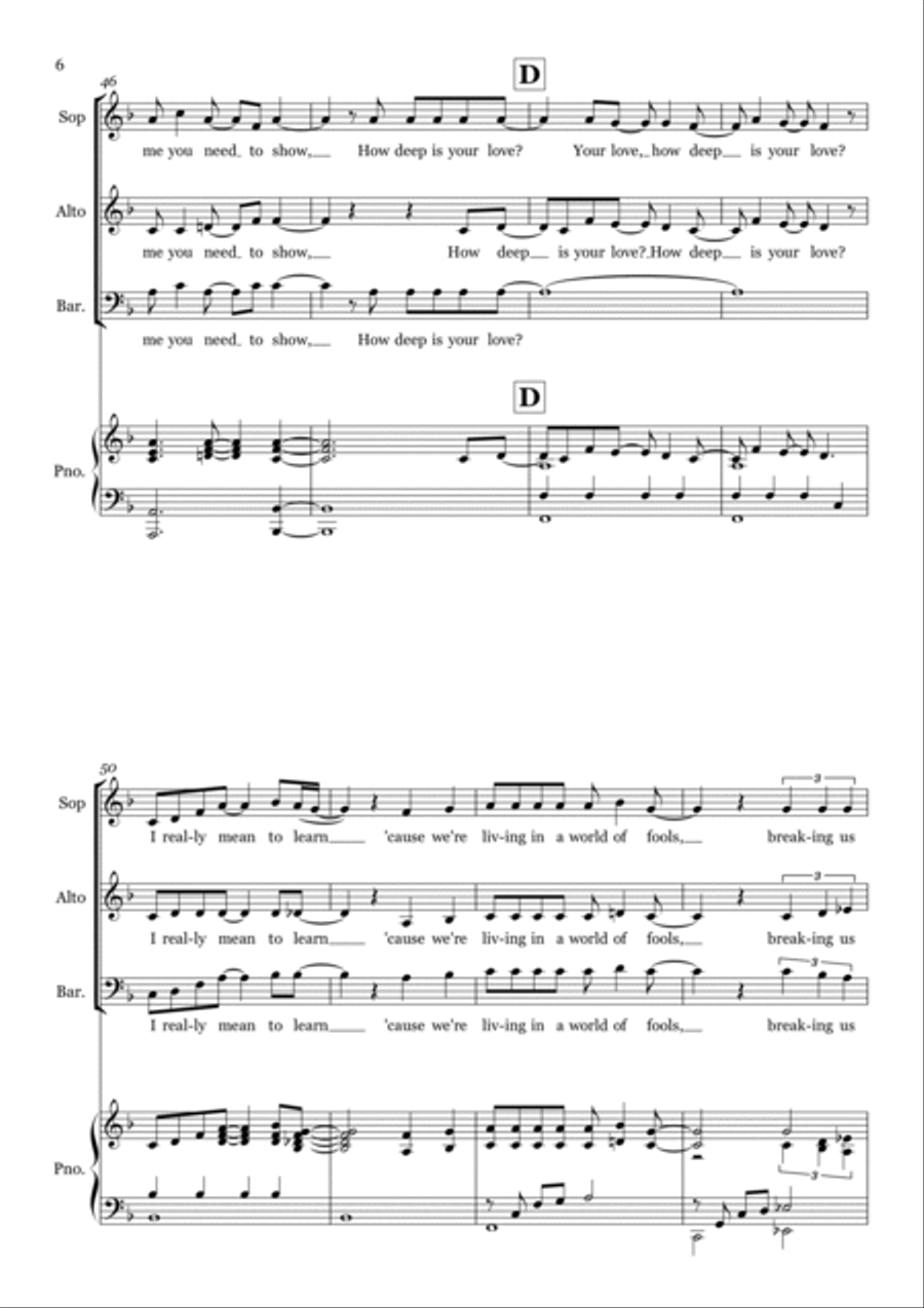 How Deep Is Your Love 3-Part scores gallery preview page 6