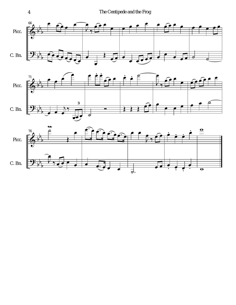 The centipede and the frog for piccolo and contrabassoon Small Ensemble scores gallery preview page 4