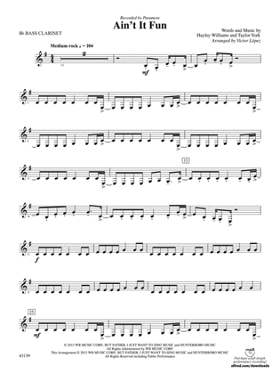 Ain't It Fun: B-flat Bass Clarinet