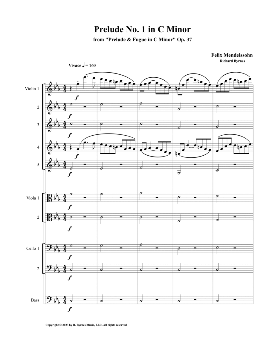 Mendelssohn - Prelude in C Minor, Op. 37 (String Orchestra) image number null
