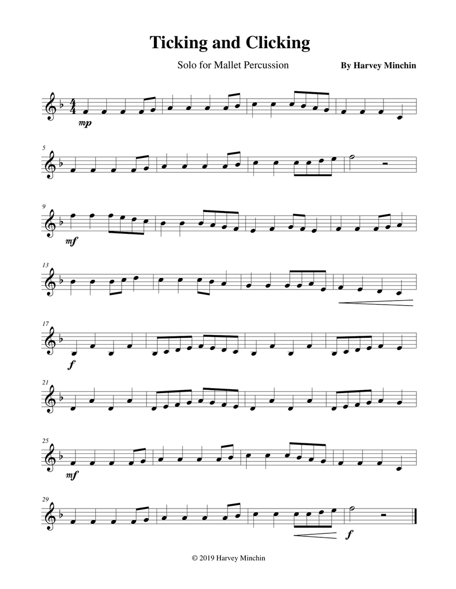 Ticking and Clicking for Solo Mallet Percussion Percussion Ensemble scores gallery preview page 1
