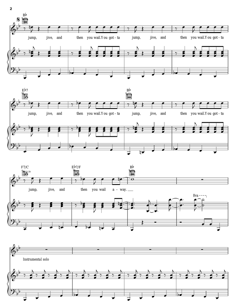 Jump, Jive An' Wail Piano, Vocal, Guitar scores gallery preview page 2