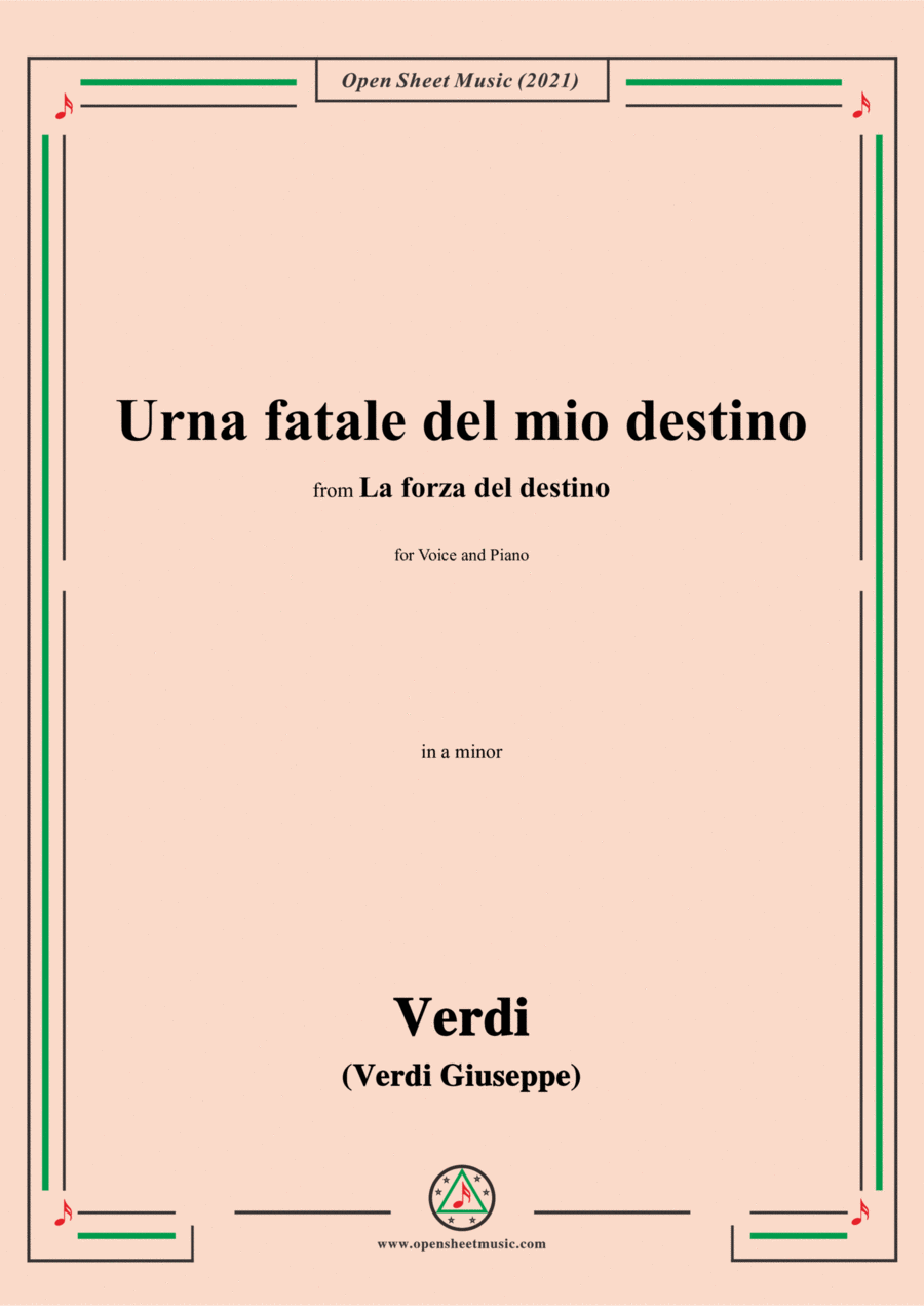 Verdi-Urna fatale del mio destino,in a minor,from La forza del destino,for Voice and Piano Voice Solo scores gallery preview page 1