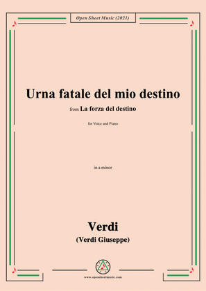 Book cover for Verdi-Urna fatale del mio destino,in a minor,from La forza del destino,for Voice and Piano