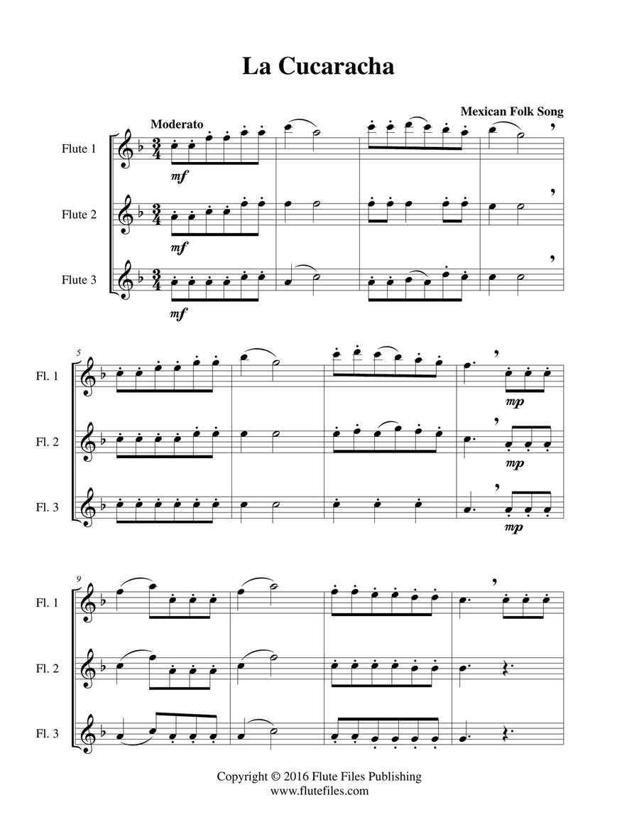 La Cucaracha - Flute Trio Flute Trio scores gallery preview page 3