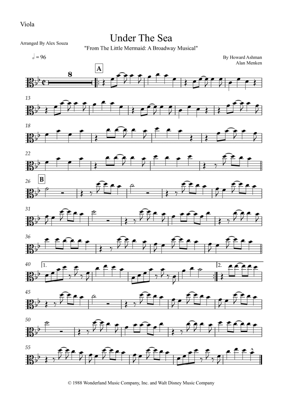 Under The Sea Viola Solo scores gallery preview page 1