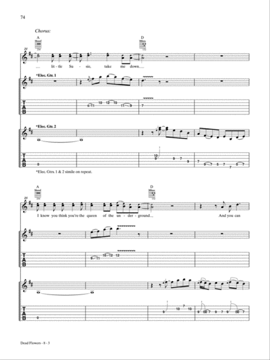 Dead Flowers by The Rolling Stones - Guitar Tablature - Digital Sheet ...