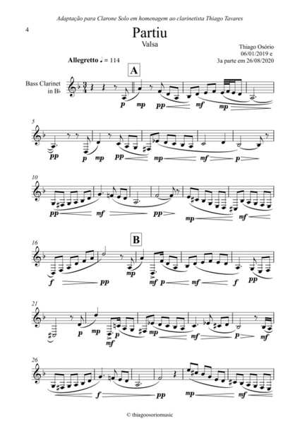 Partiu - Waltz for Solo Bass Clarinet image number null