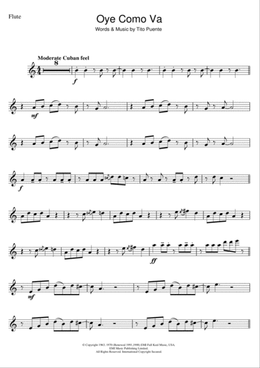 Oye Como Va Oye Como Va Flute Solo scores gallery preview page 1