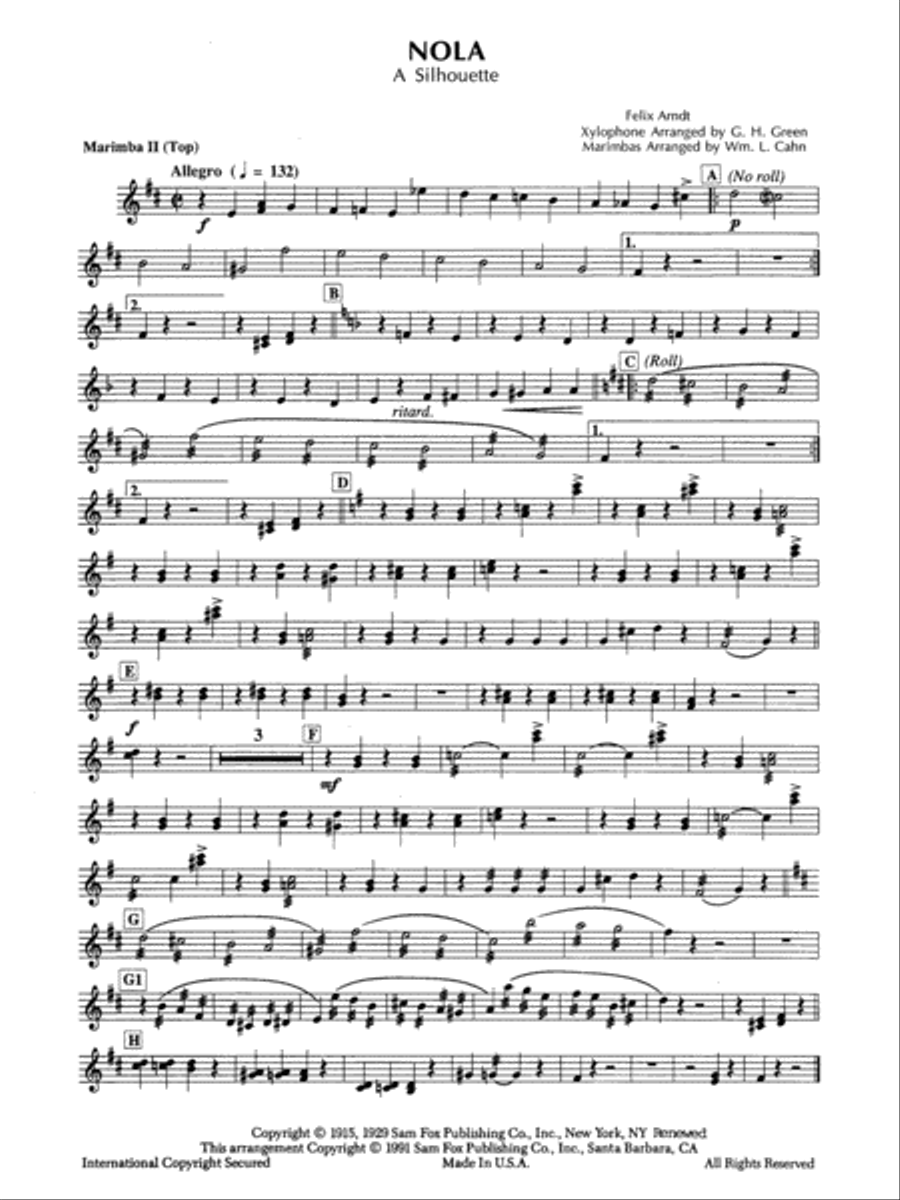 Nola: M2T Nola: M2T Percussion Ensemble scores gallery preview page 1