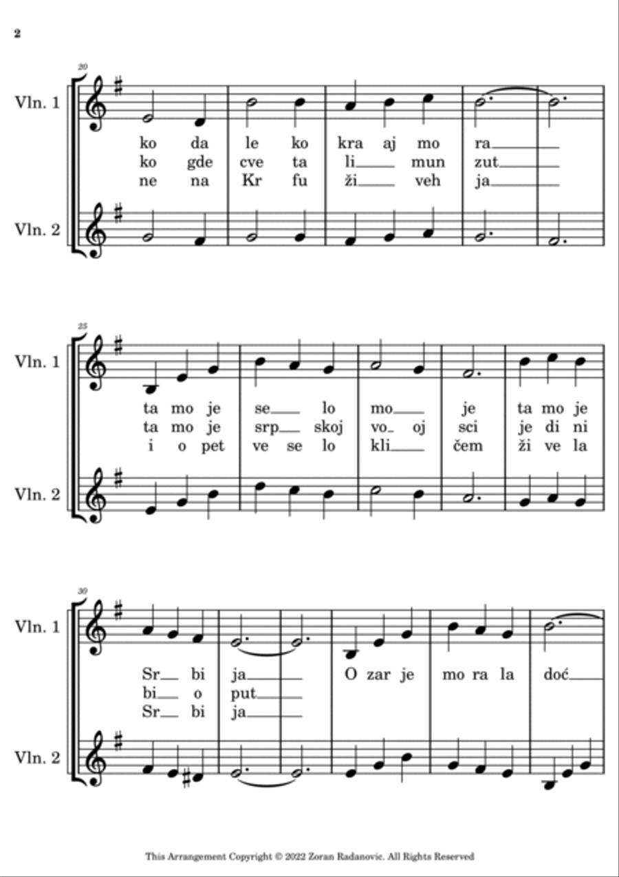 Tamo daleko - for violin duet String Duet scores gallery preview page 5
