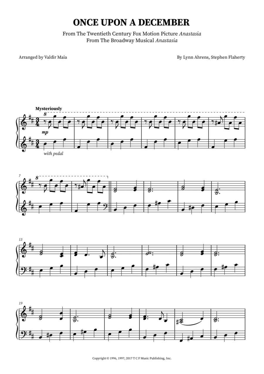 Once Upon A December Easy Piano scores gallery preview page 1