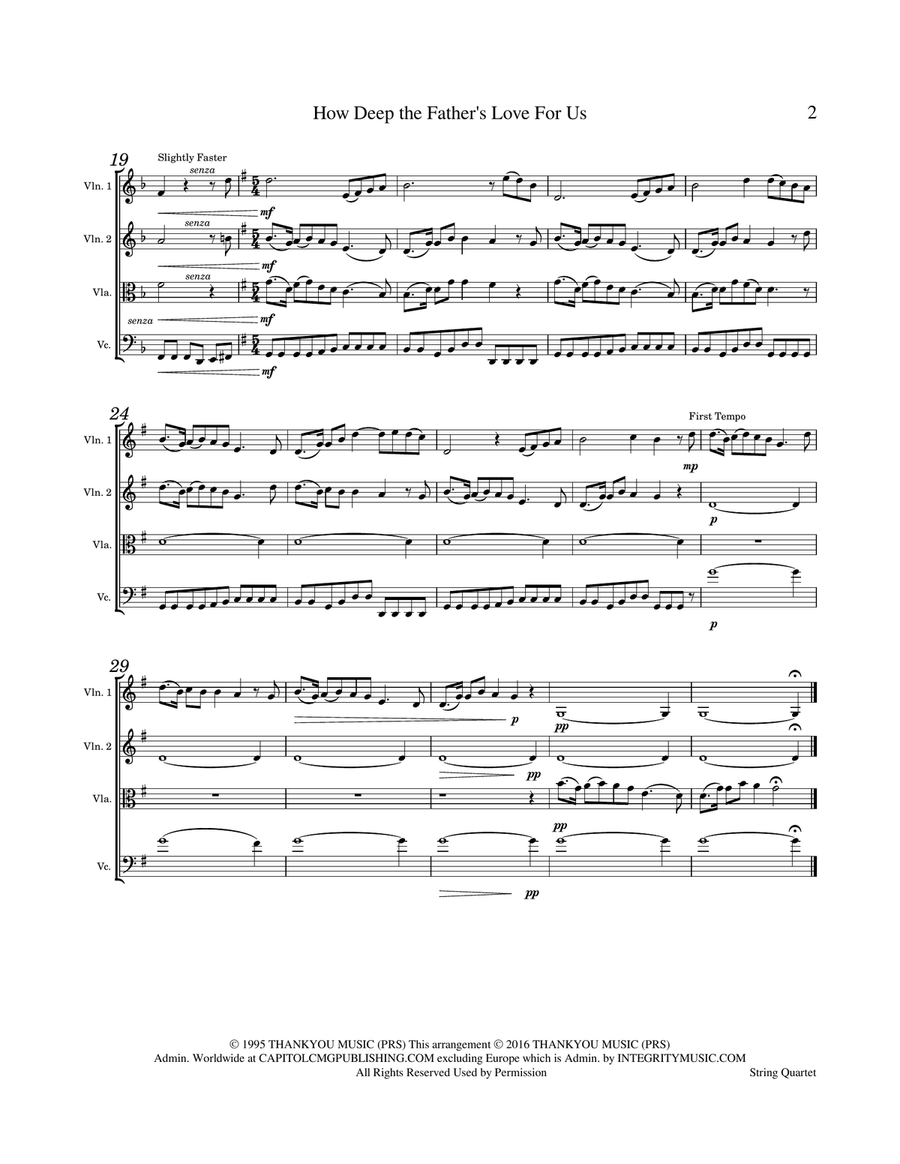 How Deep The Father's Love For Us String Quartet scores gallery preview page 2