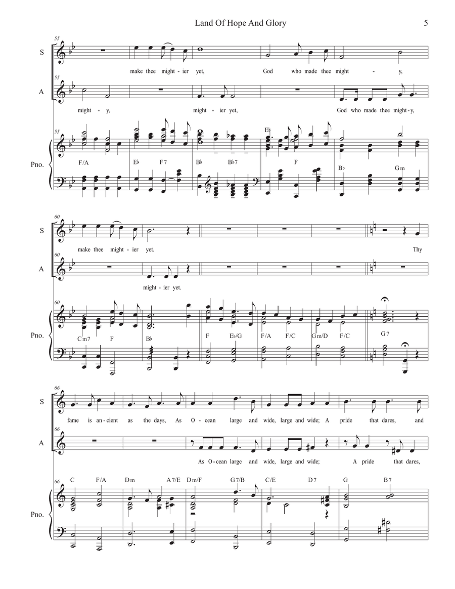 Land Of Hope And Glory (Pomp and Circumstance) (Duet for Soprano and Alto solo) Alto Voice scores gallery preview page 5