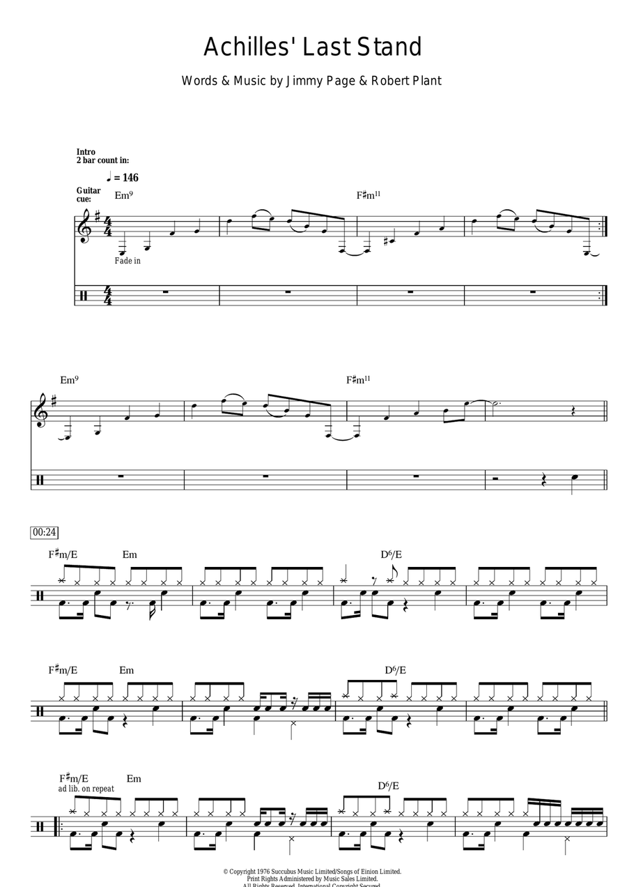 Achilles Last Stand Drum Set scores gallery preview page 1