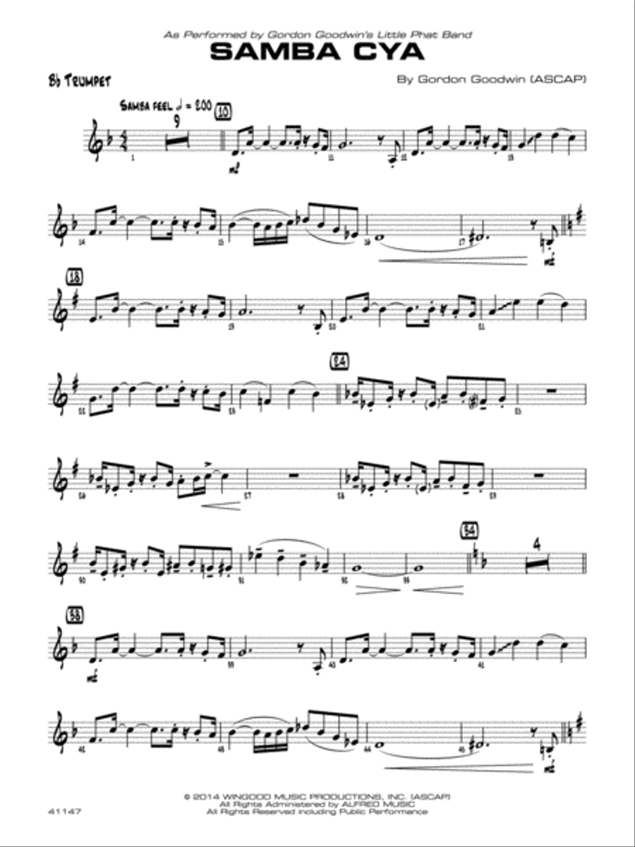 Samba Cya: 1st B-flat Trumpet Jazz Ensemble scores gallery preview page 1