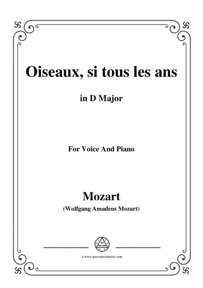 Mozart-Oiseaux,si tous les ans,in D Major,for Voice and Piano image number null