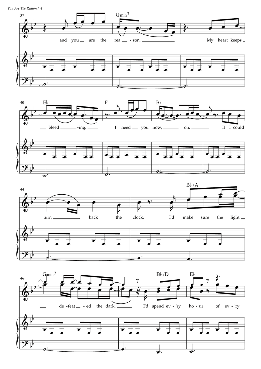 You Are The Reason Piano scores gallery preview page 4