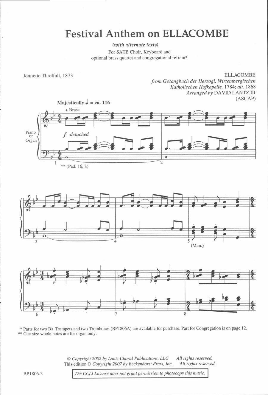 Festival Anthem on ELLACOMBE 4-Part scores gallery preview page 2