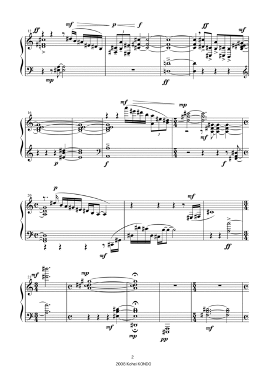 The sea and karst topography op.98 for piano with left hand only. Piano Solo scores gallery preview page 3