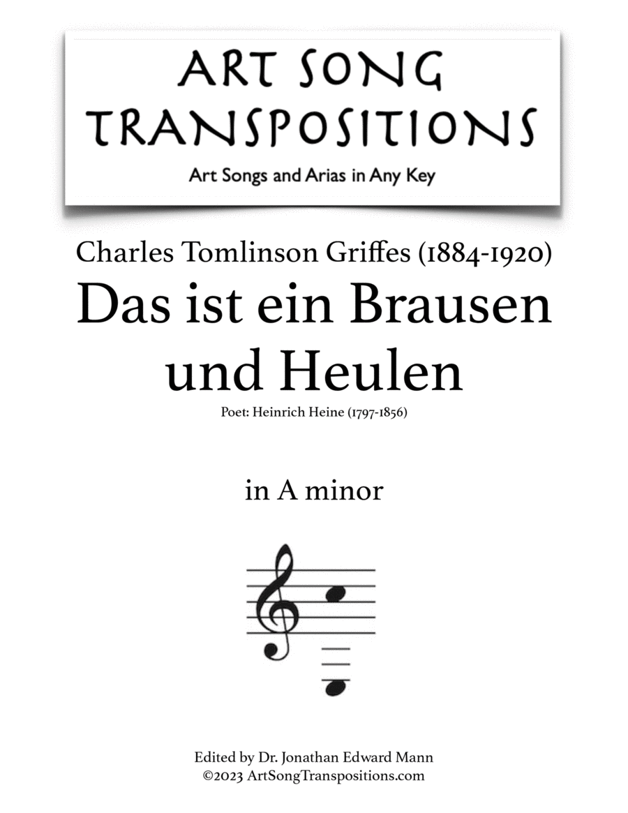 GRIFFES: Das ist ein Brausen und Heulen (transposed to A minor) Voice scores gallery preview page 1