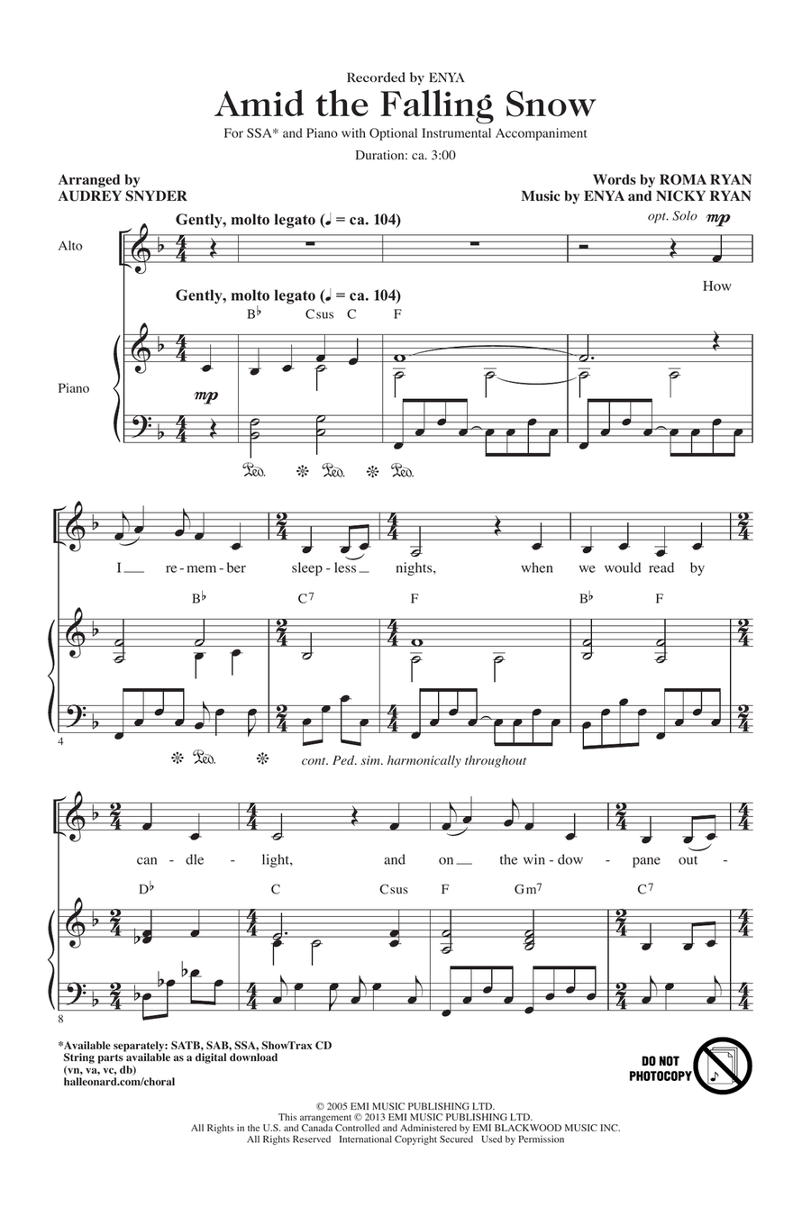 Amid The Falling Snow Amid The Falling Snow SSA scores gallery preview page 1