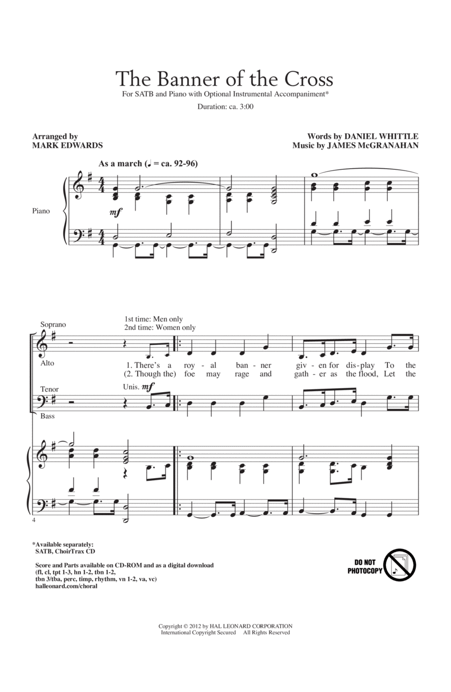 The Banner Of The Cross 4-Part scores gallery preview page 1