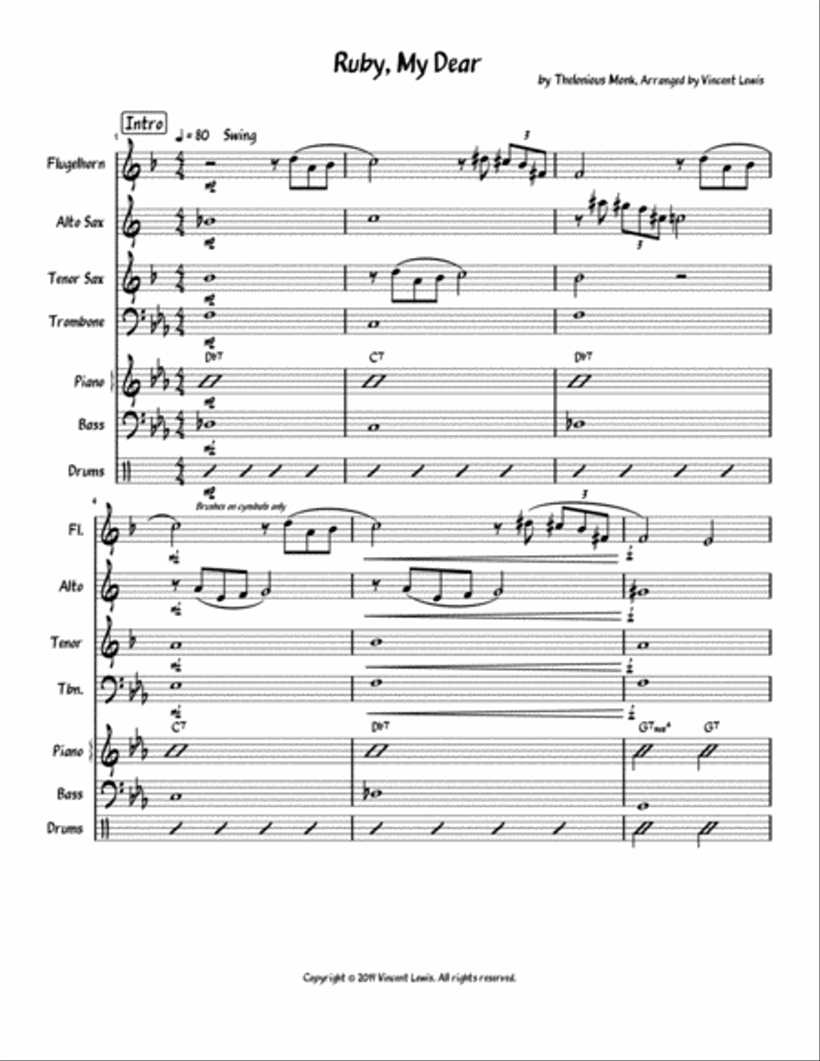 Ruby, My Dear Small Ensemble scores gallery preview page 1