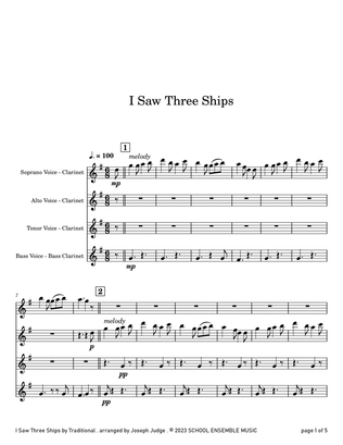I Saw Three Ships for Clarinet Quartet in Schools