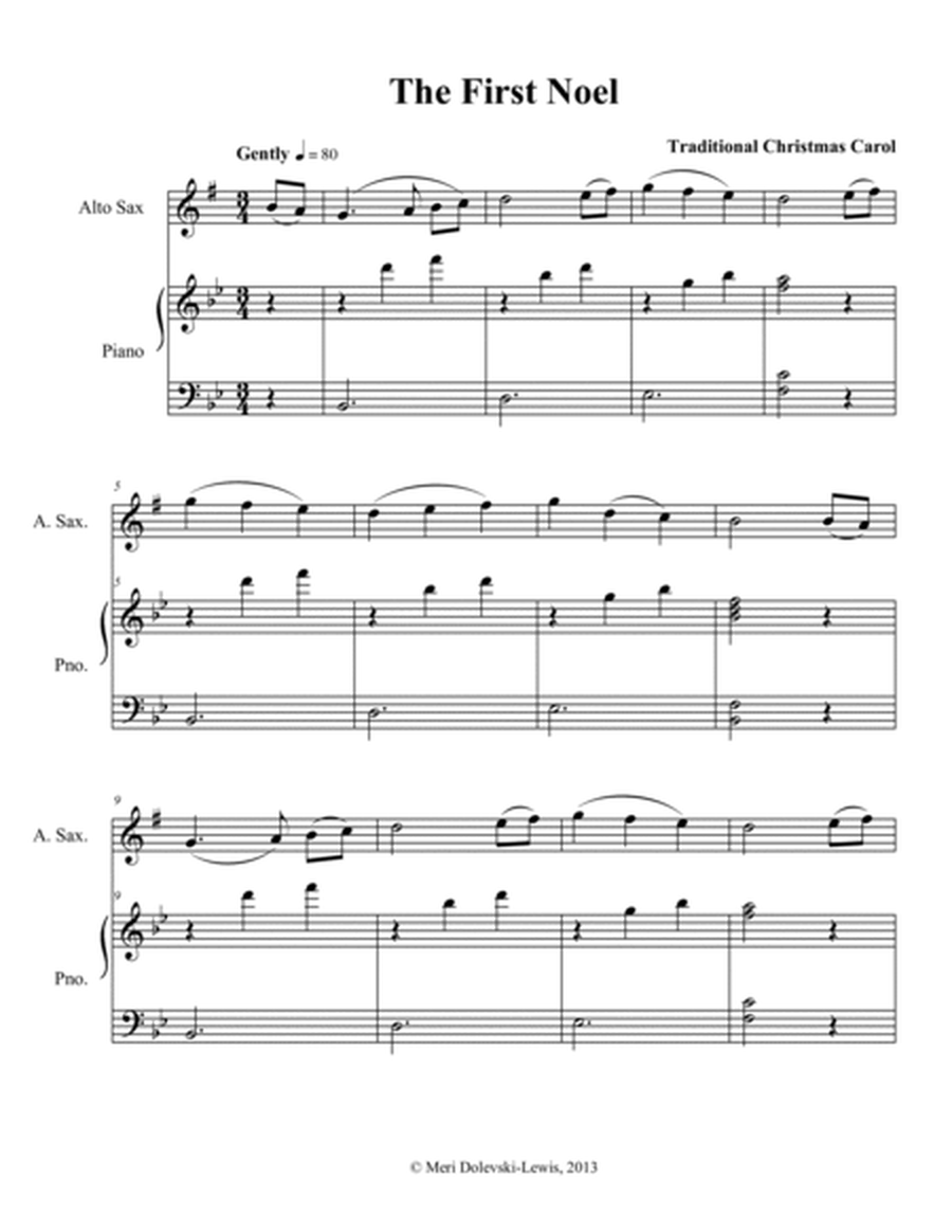 The First Noel: E flat saxes (alto/baritone)/piano