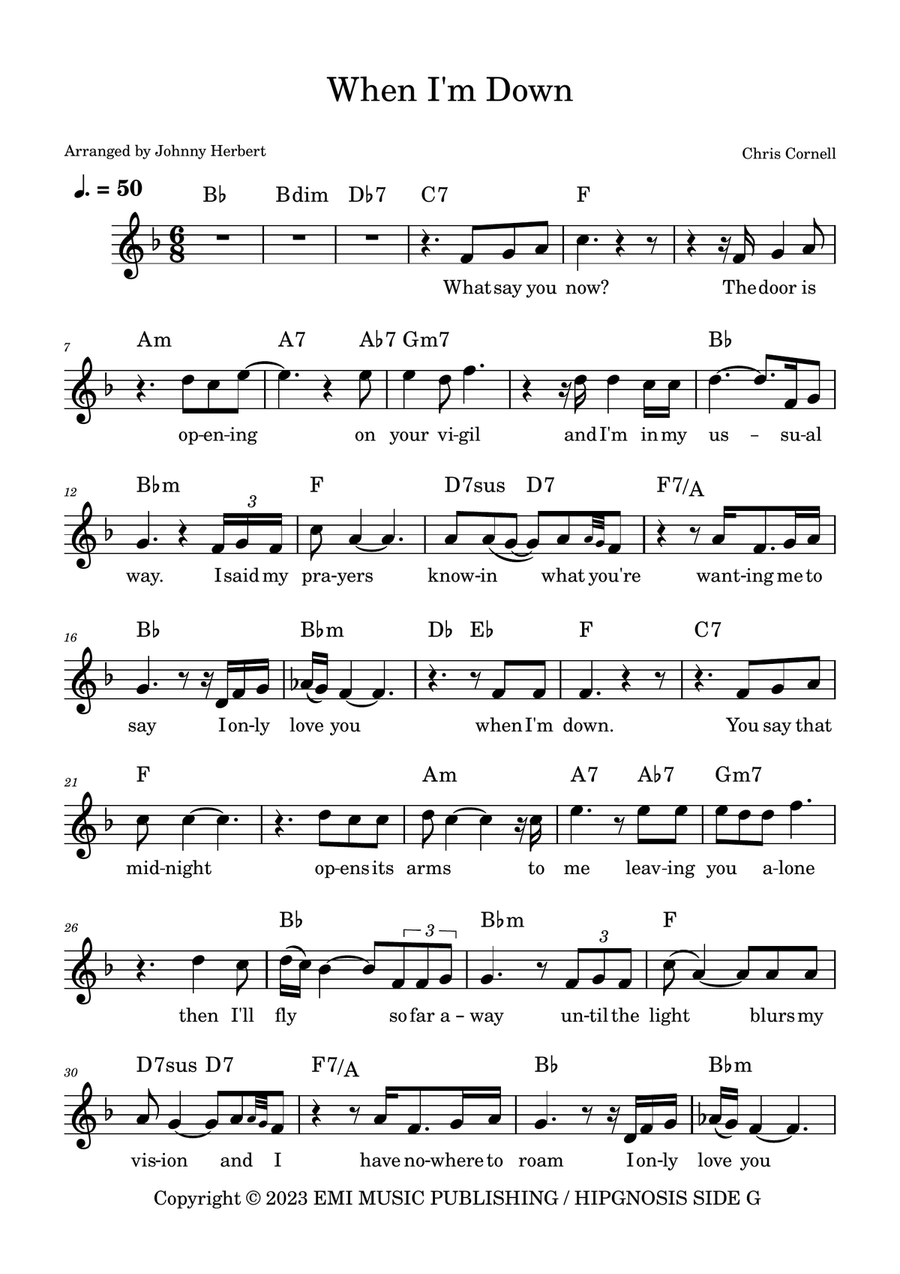 When I'm Down Piano scores gallery preview page 1