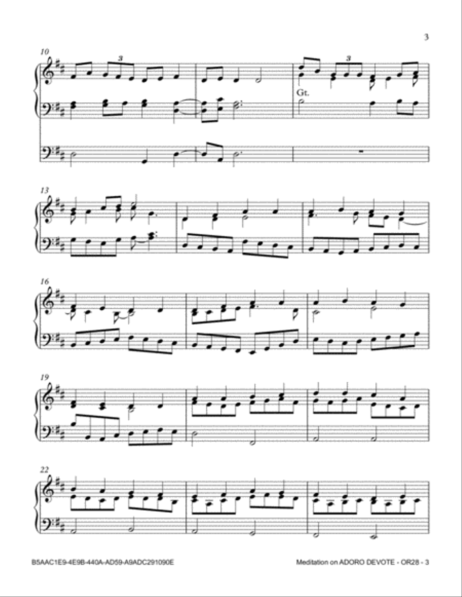 Meditation on ADORO DEVOTE (Humbly I Adore Thee) Organ Solo scores gallery preview page 3