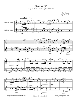 Stamitz: Duet Op. 27 No. 4 for Baritone Sax Duo
