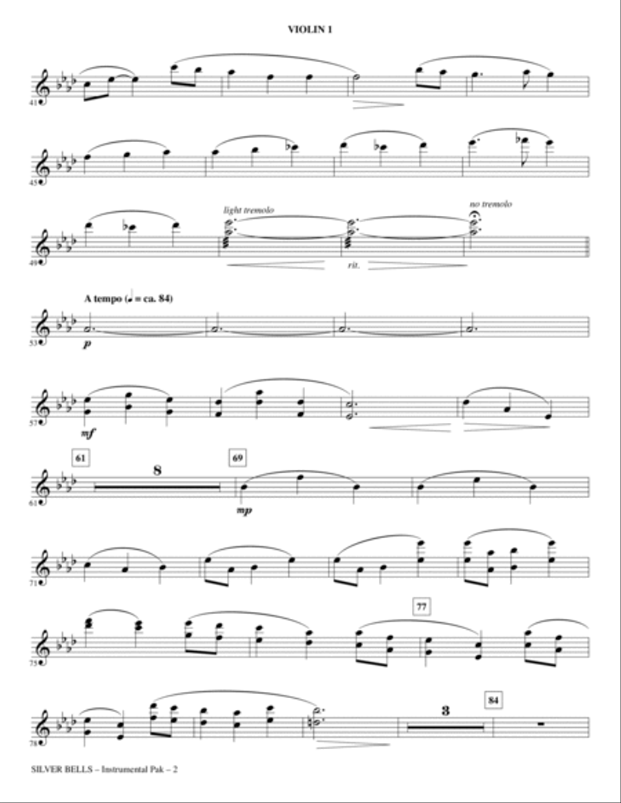 Silver Bells - Violin 1 Choir scores gallery preview page 2