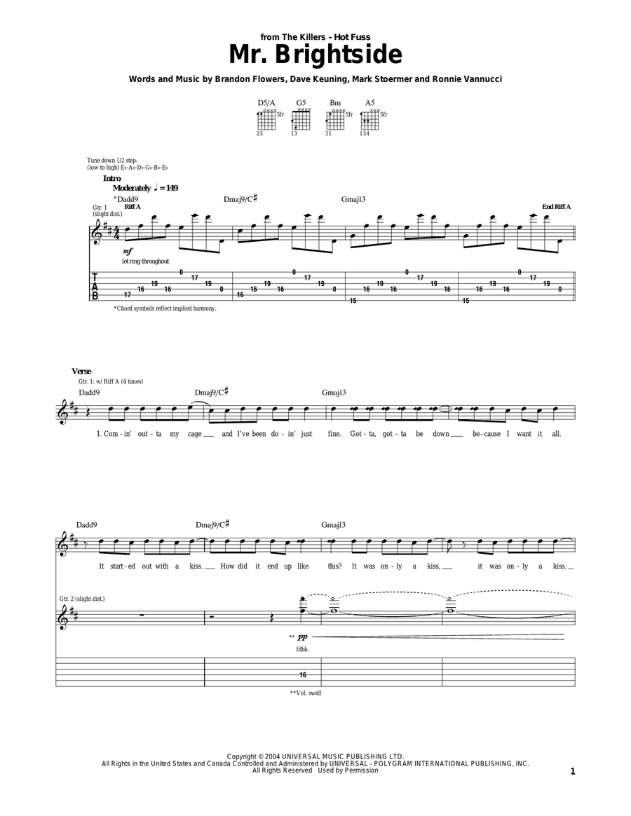 Mr. Brightside Acoustic Guitar scores gallery preview page 1