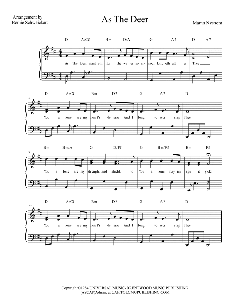As The Deer As The Deer Piano, Vocal, Guitar scores gallery preview page 1