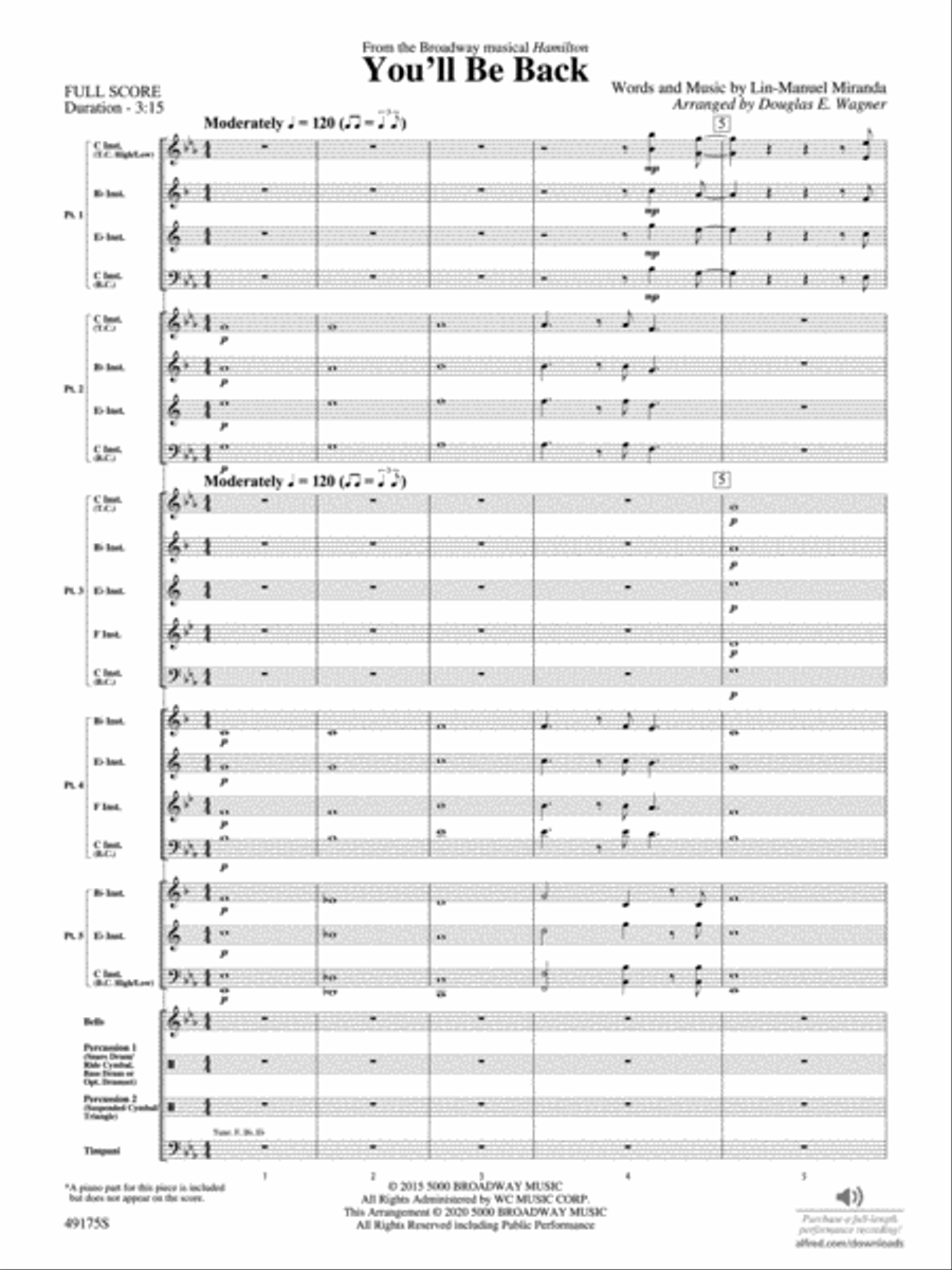 You'll Be Back: Score Concert Band scores gallery preview page 3