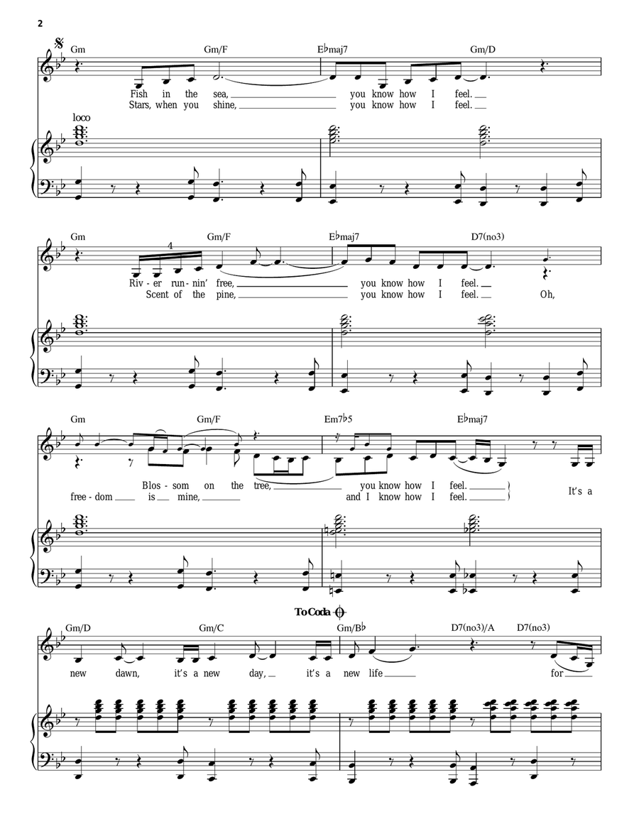 Feeling Good Feeling Good Piano, Vocal scores gallery preview page 2