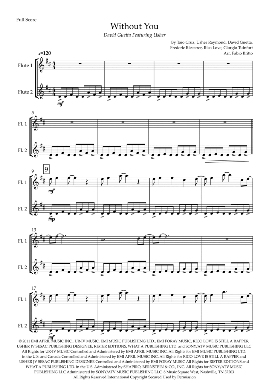 Without You Flute Duet scores gallery preview page 1