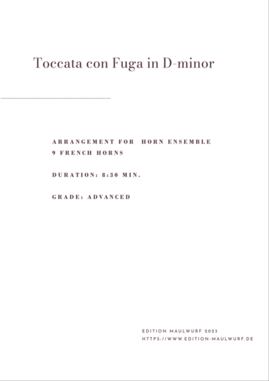 Toccata con Fuga in D-minor Horn scores gallery preview page 2