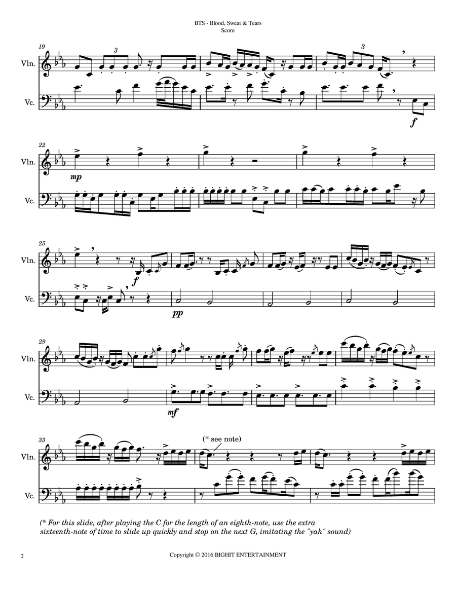 Blood, Sweat, Tears String Duet scores gallery preview page 2